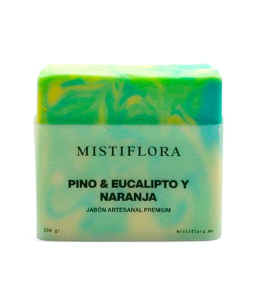 Jabón Artesanal de Pino, Eucalipto y Naranja 150 gramos