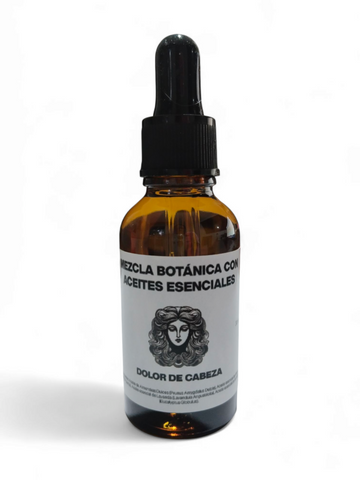 Mezcla botánica con aceites esenciales para dolor de cabeza