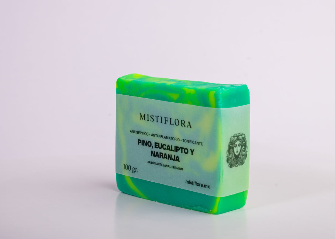 Jabón Artesanal de Pino, Eucalipto y Naranja 100 gramos