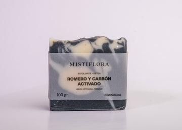Jabón Artesanal de Romero y Carbon Activado 100 gramos