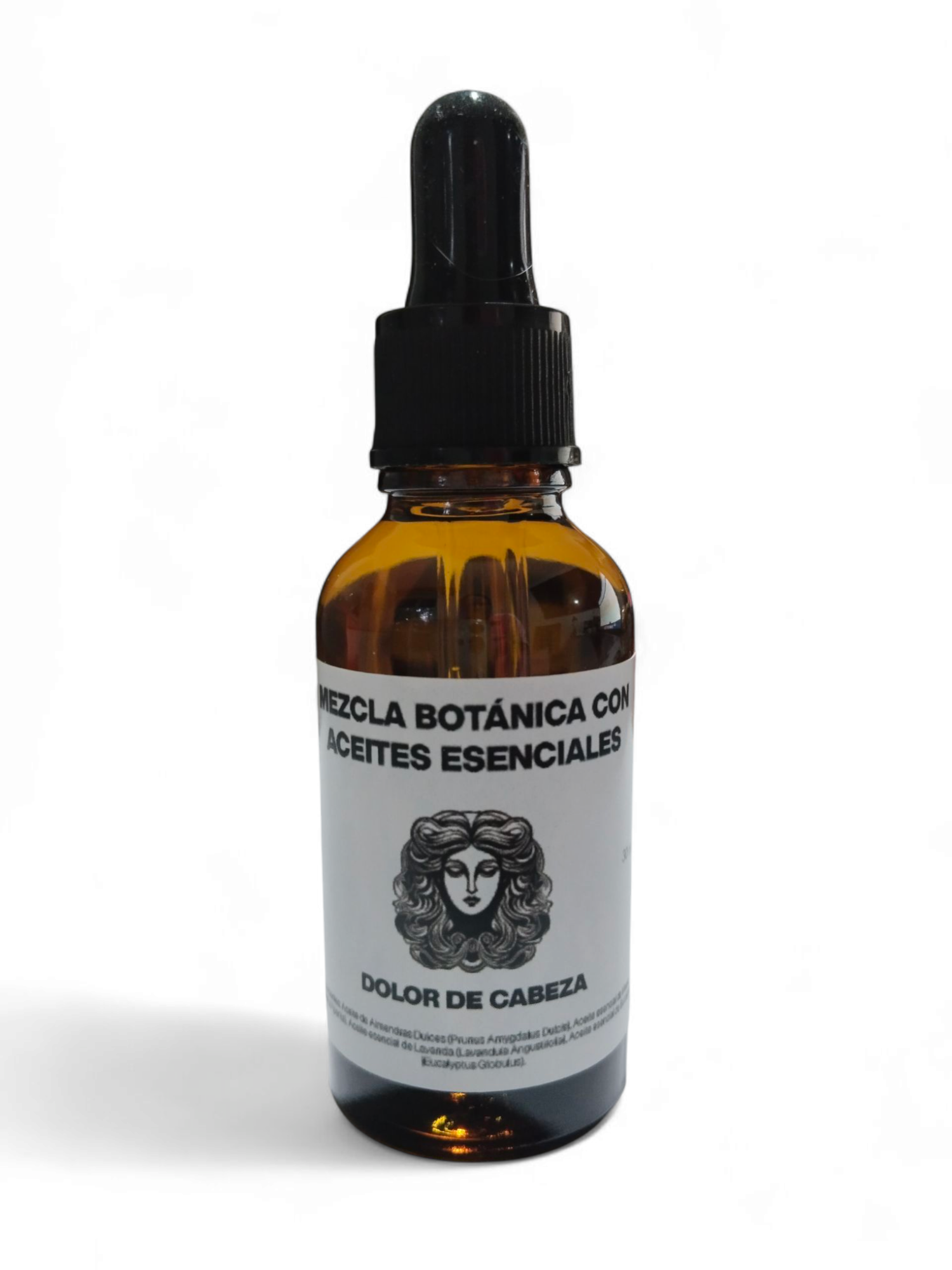 Mezcla botánica con aceites esenciales para dolor de cabeza
